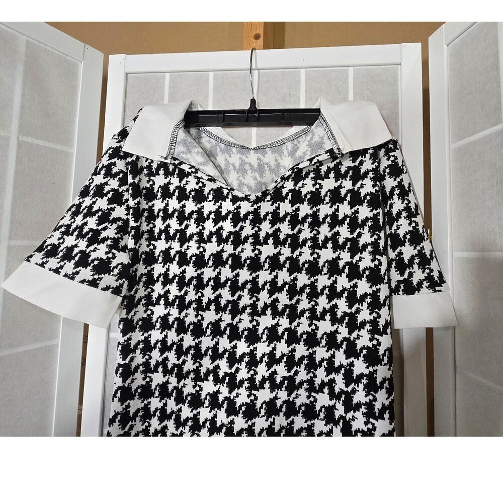 NEW! SHEIN Women Houndstooth Print Contrast Collar Bodycon Dress Size: Medium - Picture 4 of 4